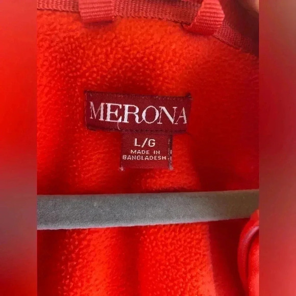 Women’s Fleece Jacket Red Full Zip Merona Size Large Sweatshirt Coat - Picture 3 of 5